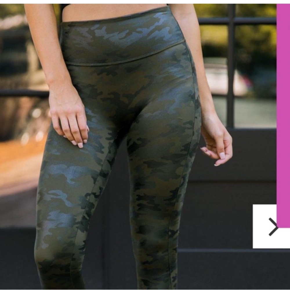 Spanx matte green camo leggings